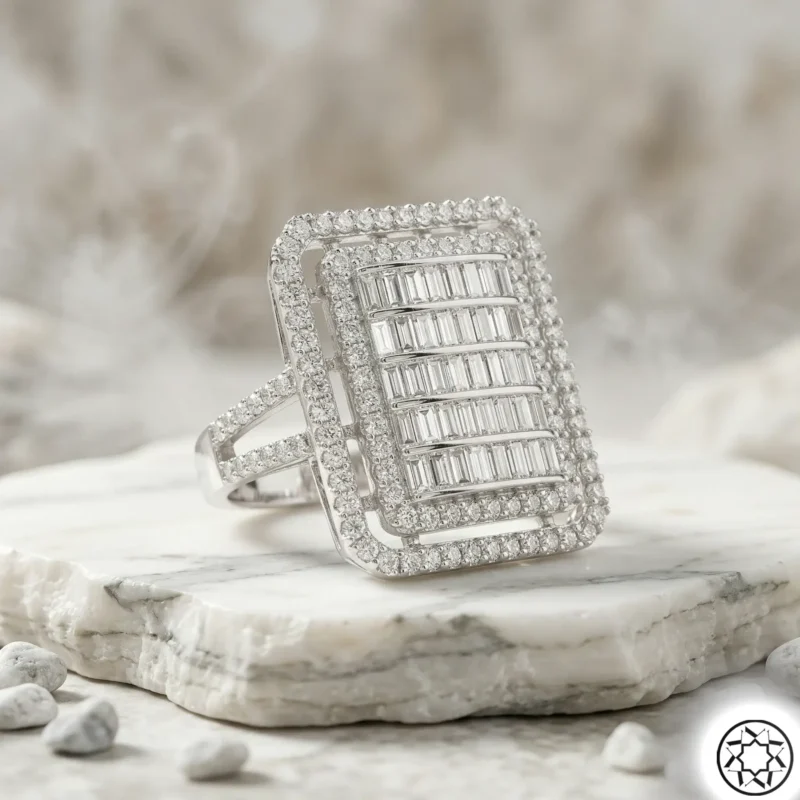 Baget Taşlı Gümüş Kadın Yüzük