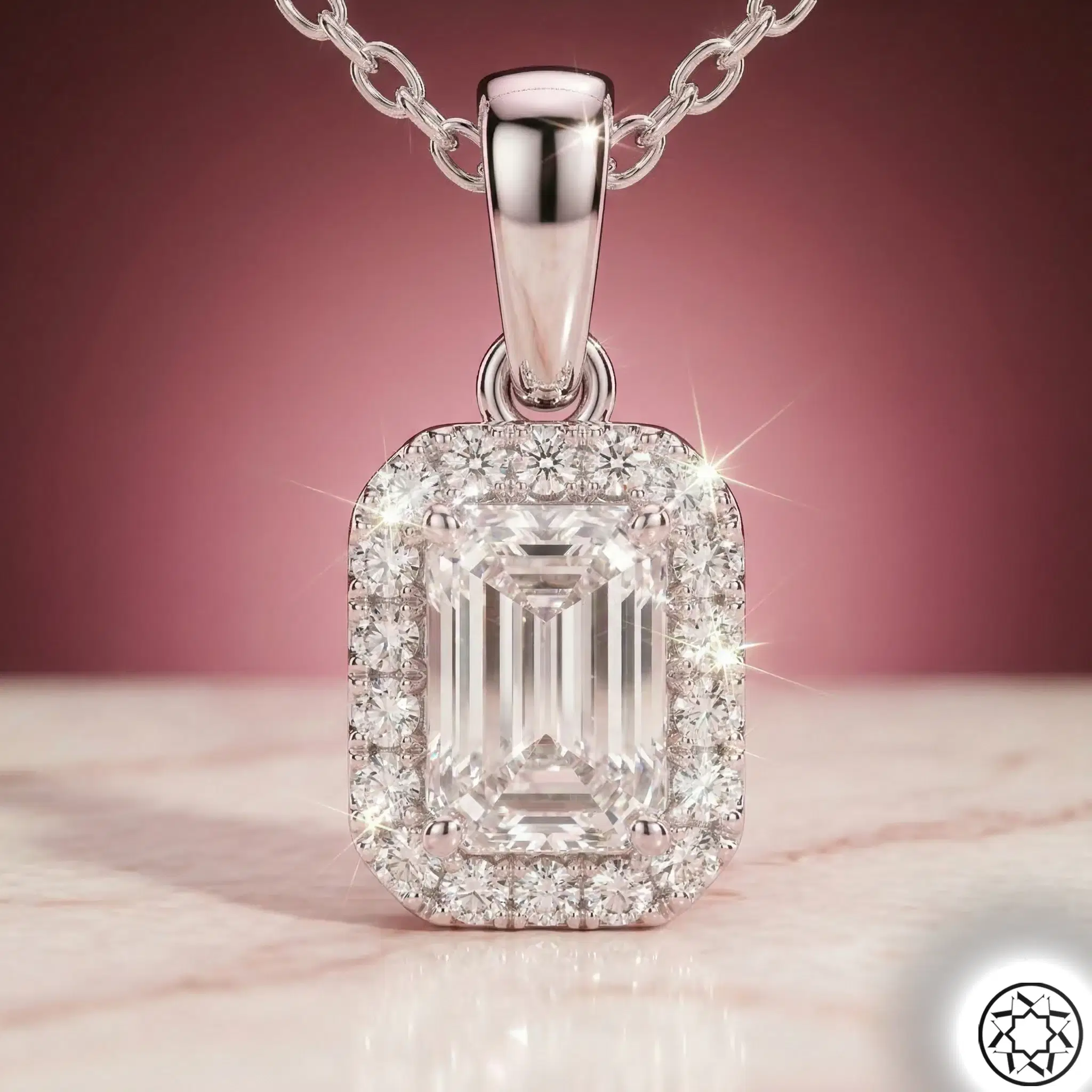 925 K Silver Baguette Cut Women's Necklace