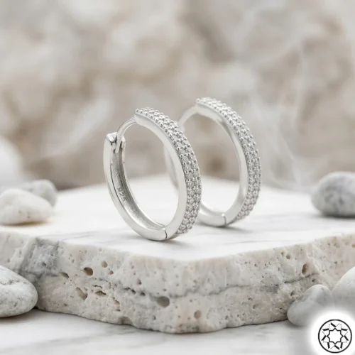 2 Sıra Taşlı Kadın Gümüş Küpe