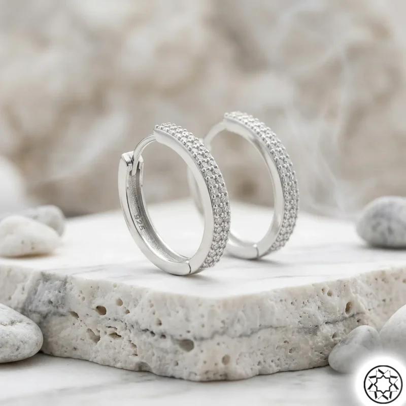 2 Sıra Taşlı Kadın Gümüş Küpe