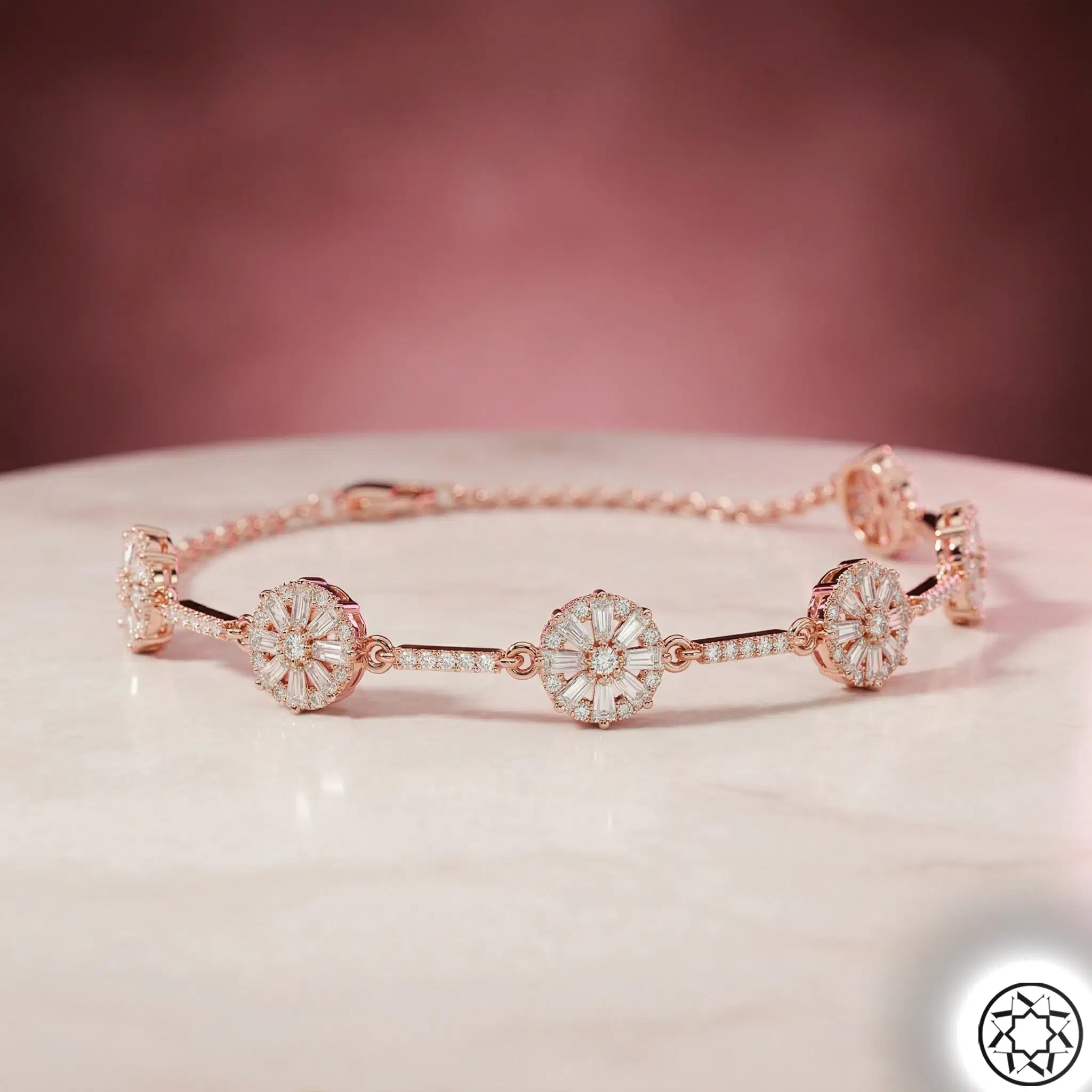 Rose Snow Flake Women's Silver Bracelet