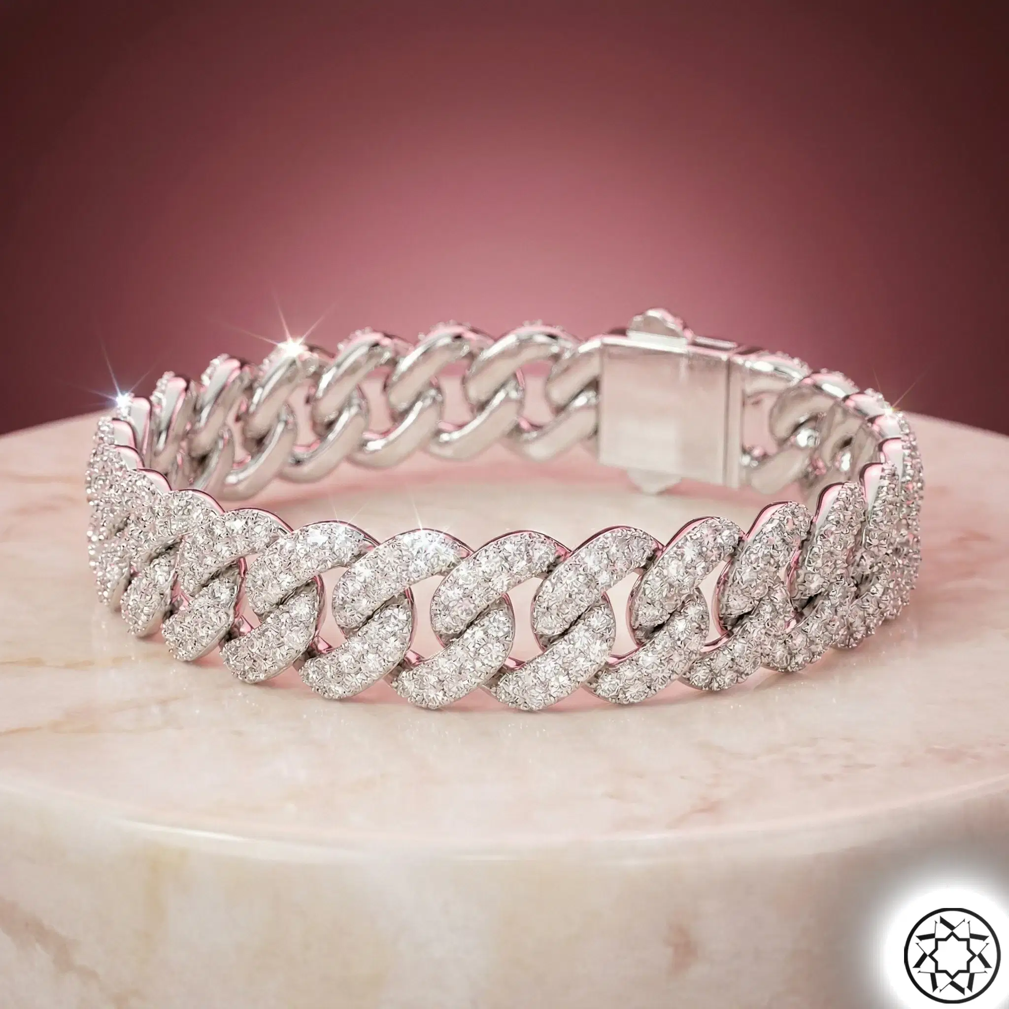 Stone-set Gourmette Women's Silver Bracelet