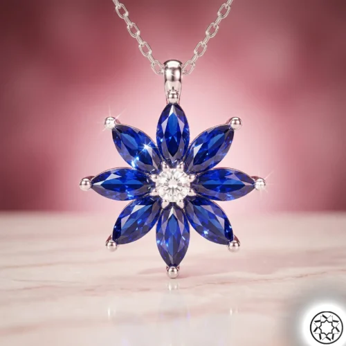 Gemini_Generated_Image_egae90egae90egae Lacivert Çiçek Kadın Gümüş Kolye