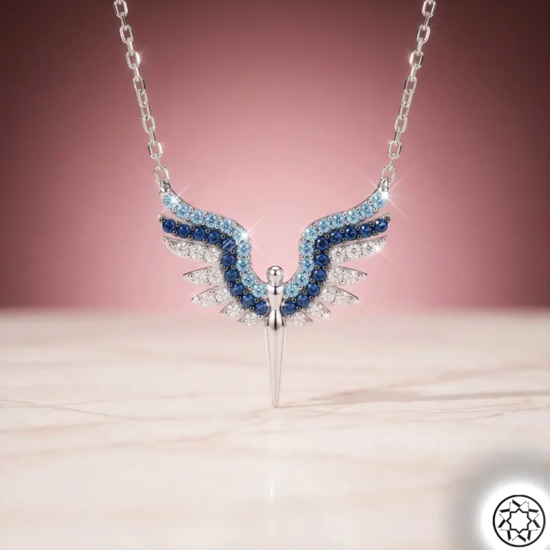 Lacivert-Turkuaz Mikail Kadın Gümüş Kolye