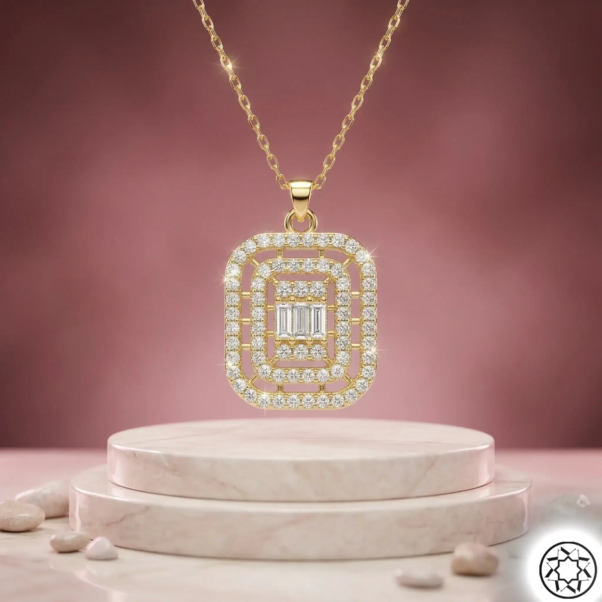Gold Gilded Baguette Women's Silver Necklace