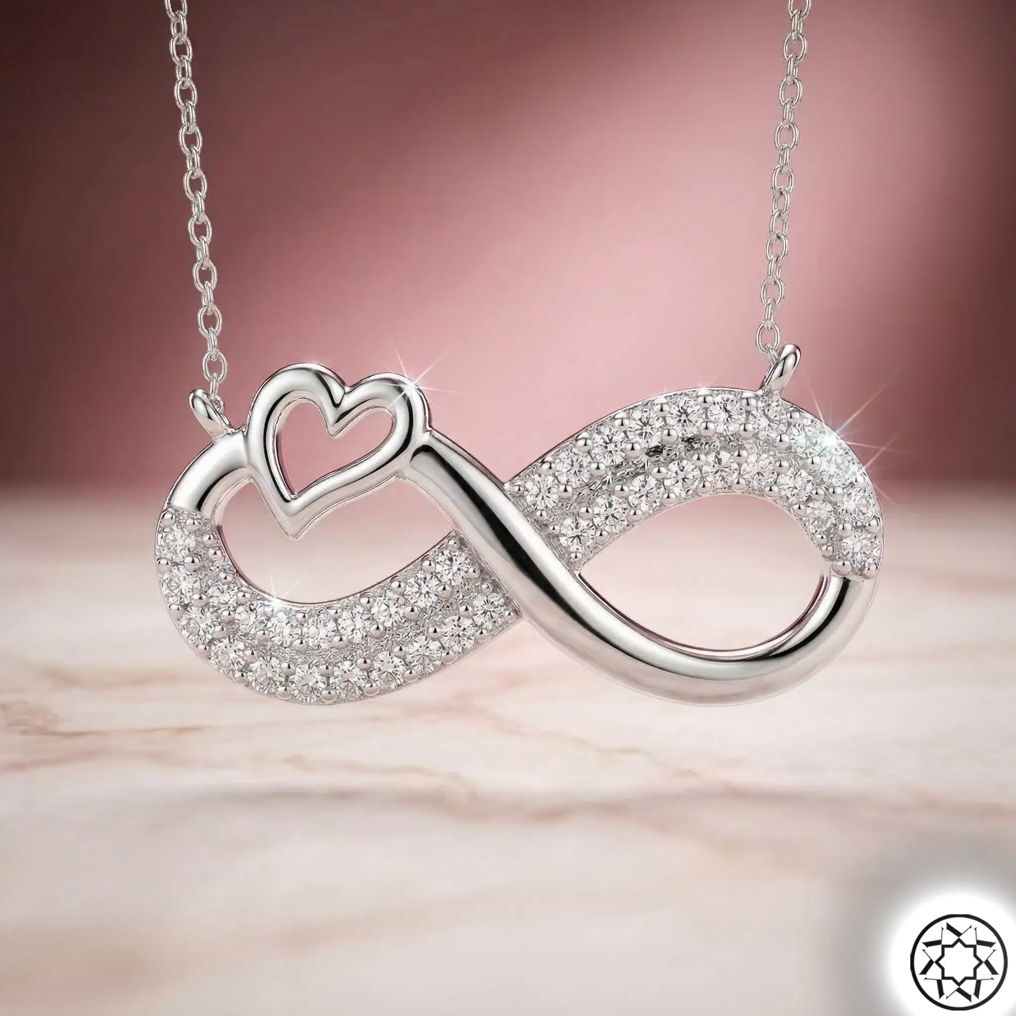 Heart Patterned Infinity Women's Silver Necklace