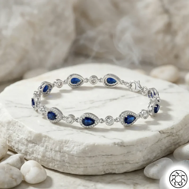 Tamtur Lacivert Damla Kadın Gümüş Bileklik