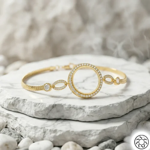 Altın Yaldızlı Çeyrek Altınlık Kadın Gümüş Bileklik