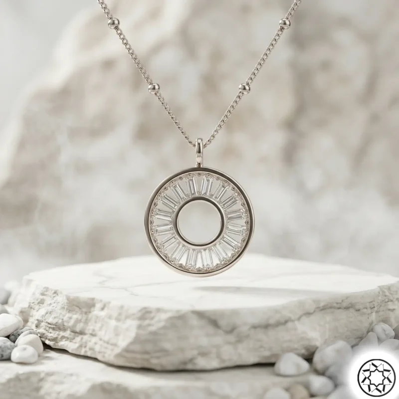 925 Ayar Baget Taşlı Halka Kadın Gümüş Kolye