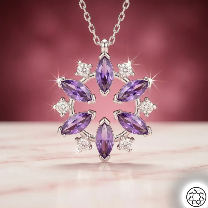 Gemini_Generated_Image_gj8ug8gj8ug8gj8u Mor Çiçek Kadın Gümüş Kolye