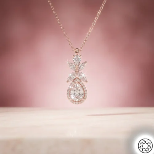 Gemini_Generated_Image_hjhz2whjhz2whjhz Rose Çiçek ve Damla Kadın Gümüş Kolye