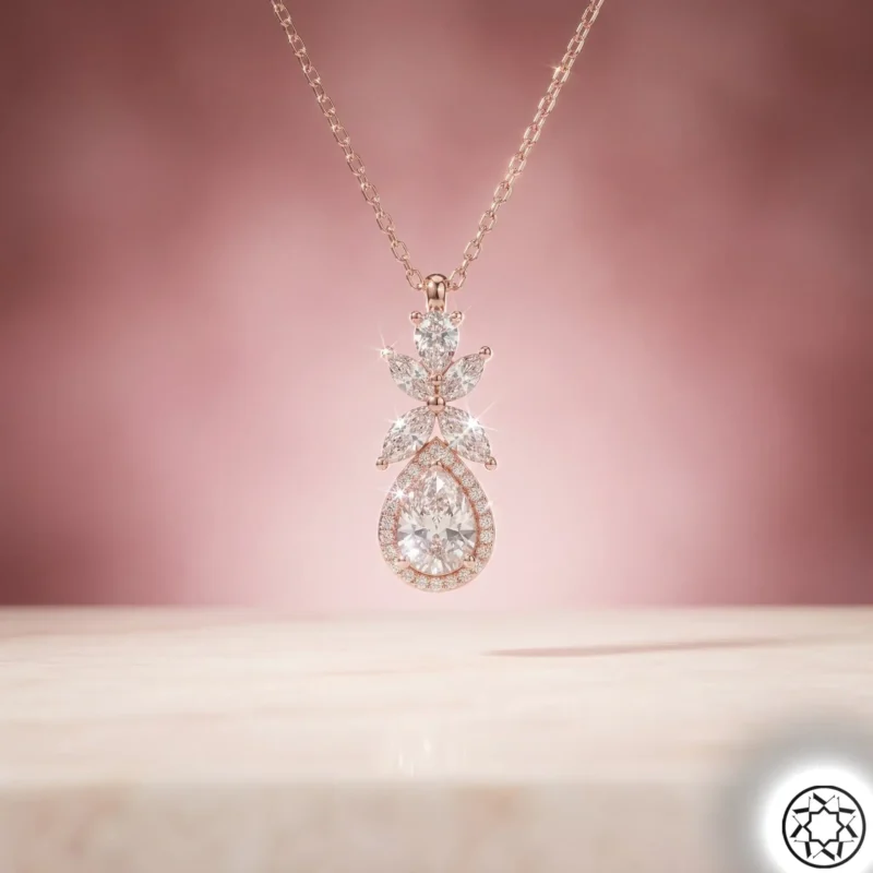 Gemini_Generated_Image_hjhz2whjhz2whjhz Rose Çiçek ve Damla Kadın Gümüş Kolye