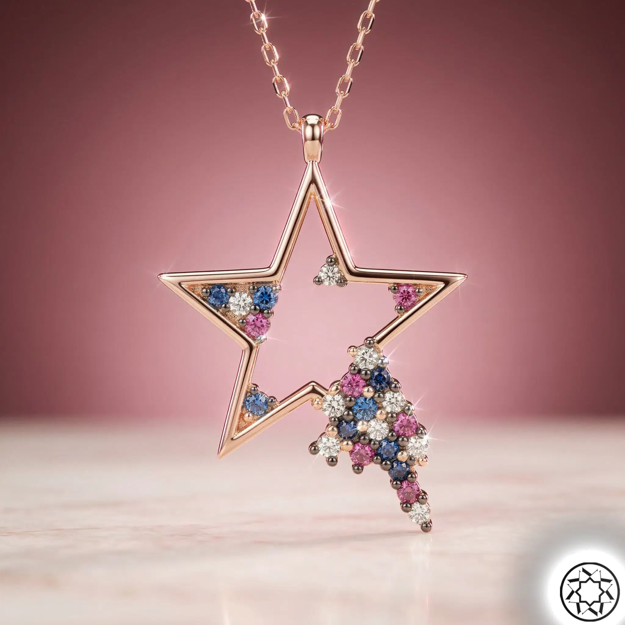 Rose Kuyruklu Star Women's Silver Necklace