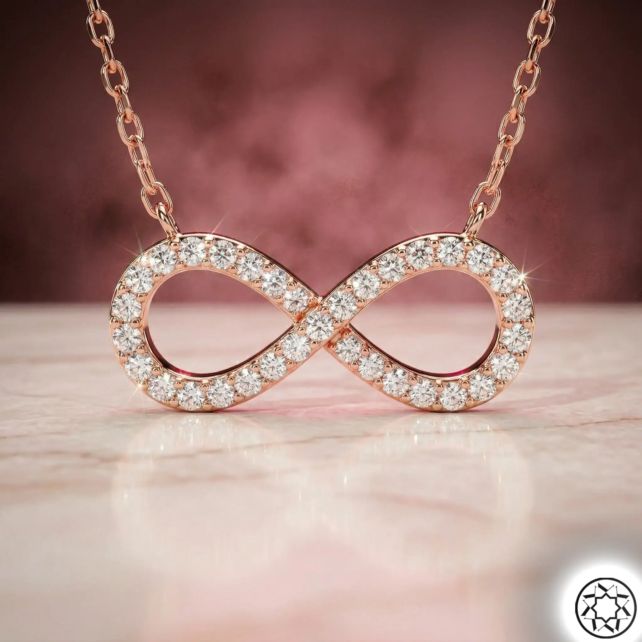 Rose Color Infinity Women's Silver Necklace