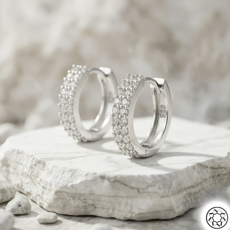 2 Sıra Taşlı Kadın Gümüş Küpe