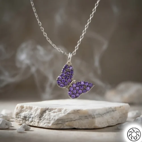 Gemini_Generated_Image_ilablmilablmilab Mor Kelebek Kadın Gümüş Kolye