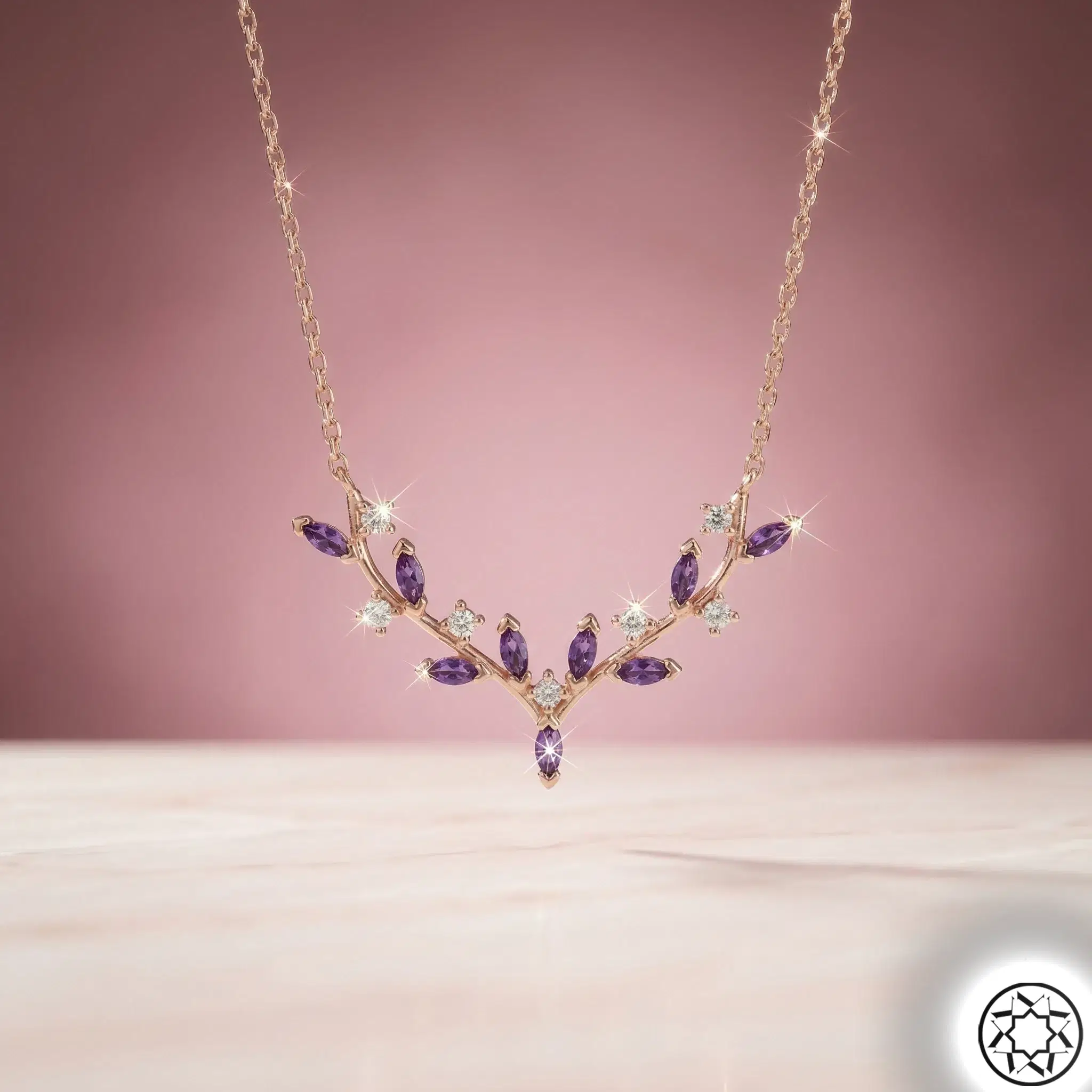 Purple Deer Antler Women's Silver Necklace