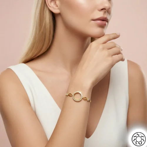 Altın Yaldızlı Çeyrek Altınlık Kadın Gümüş Bileklik