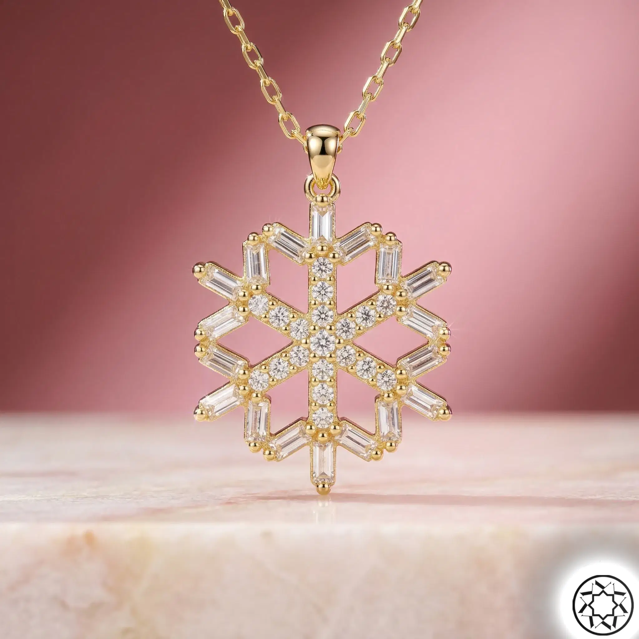 Gold Snow Flake Women's Silver Necklace