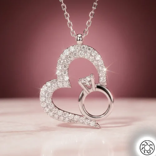 Tektaş ve Kalp Modeli Kadın Gümüş Kolye