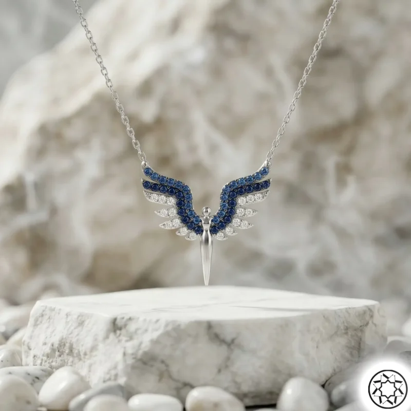 Lacivert-Turkuaz Mikail Kadın Gümüş Kolye