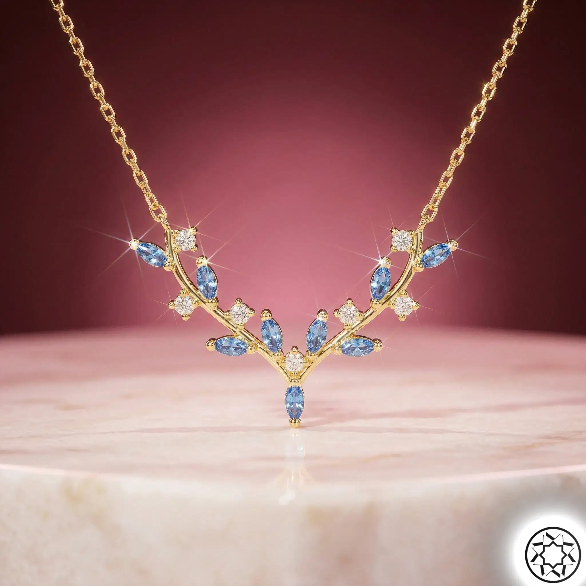Gold Turquoise Deer Antler Women's Silver Necklace