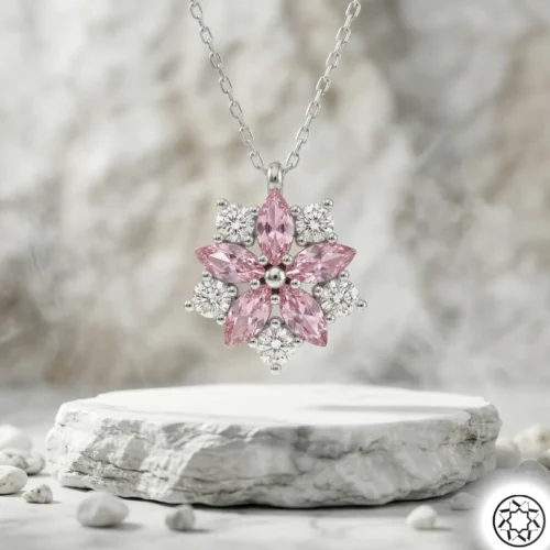 Gemini_Generated_Image_mur0nemur0nemur0 Pembe Çiçek Kadın Gümüş Kolye