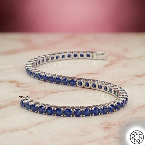 Lacivert Taşlı Su Yolu Kadın Gümüş Bileklik