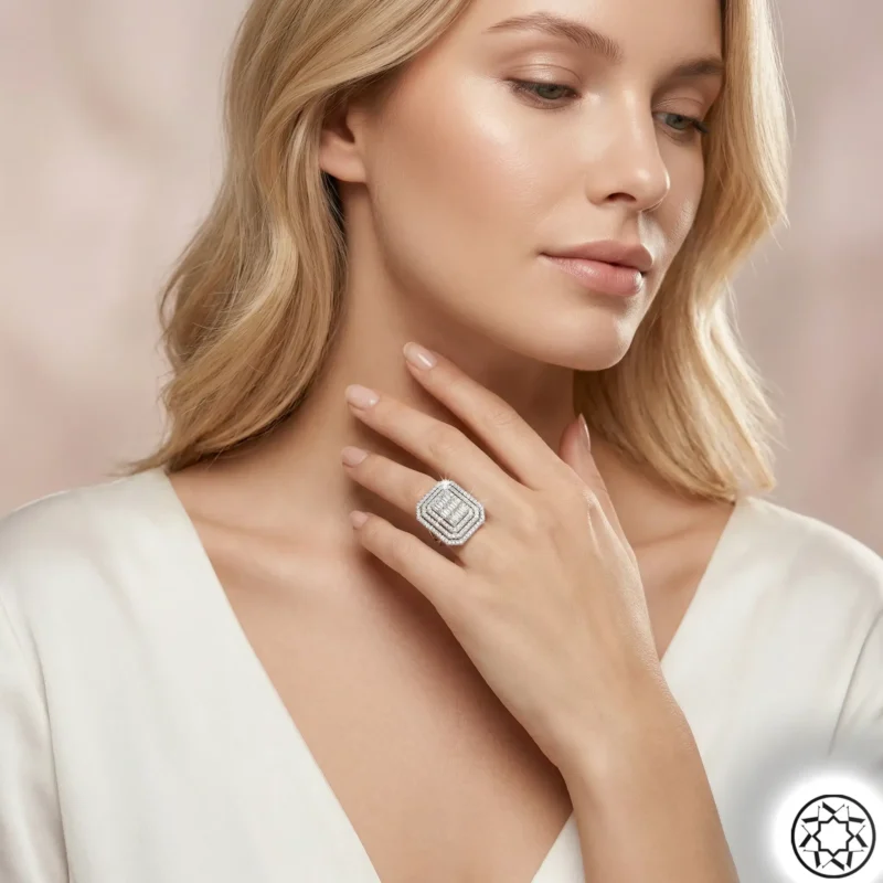 Baget Kesim İhtişamlı Gümüş Kadın Yüzük