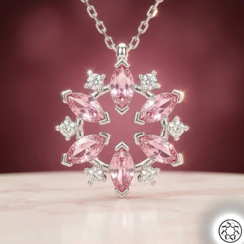 Pembe Çiçek Kadın Gümüş Kolye