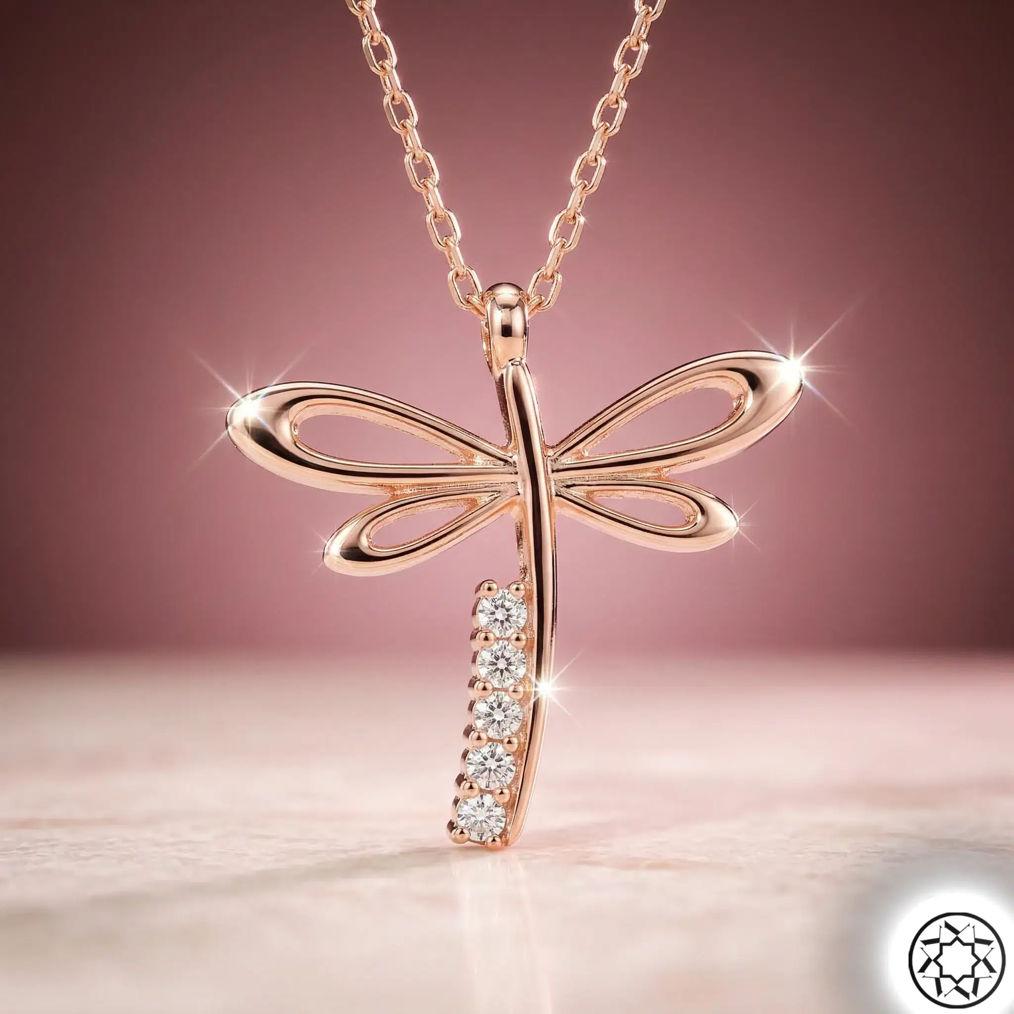 Rose Dragonfly Women's Silver Necklace