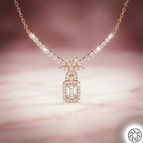 Rose Renk Baget Kadın Gümüş Kolye