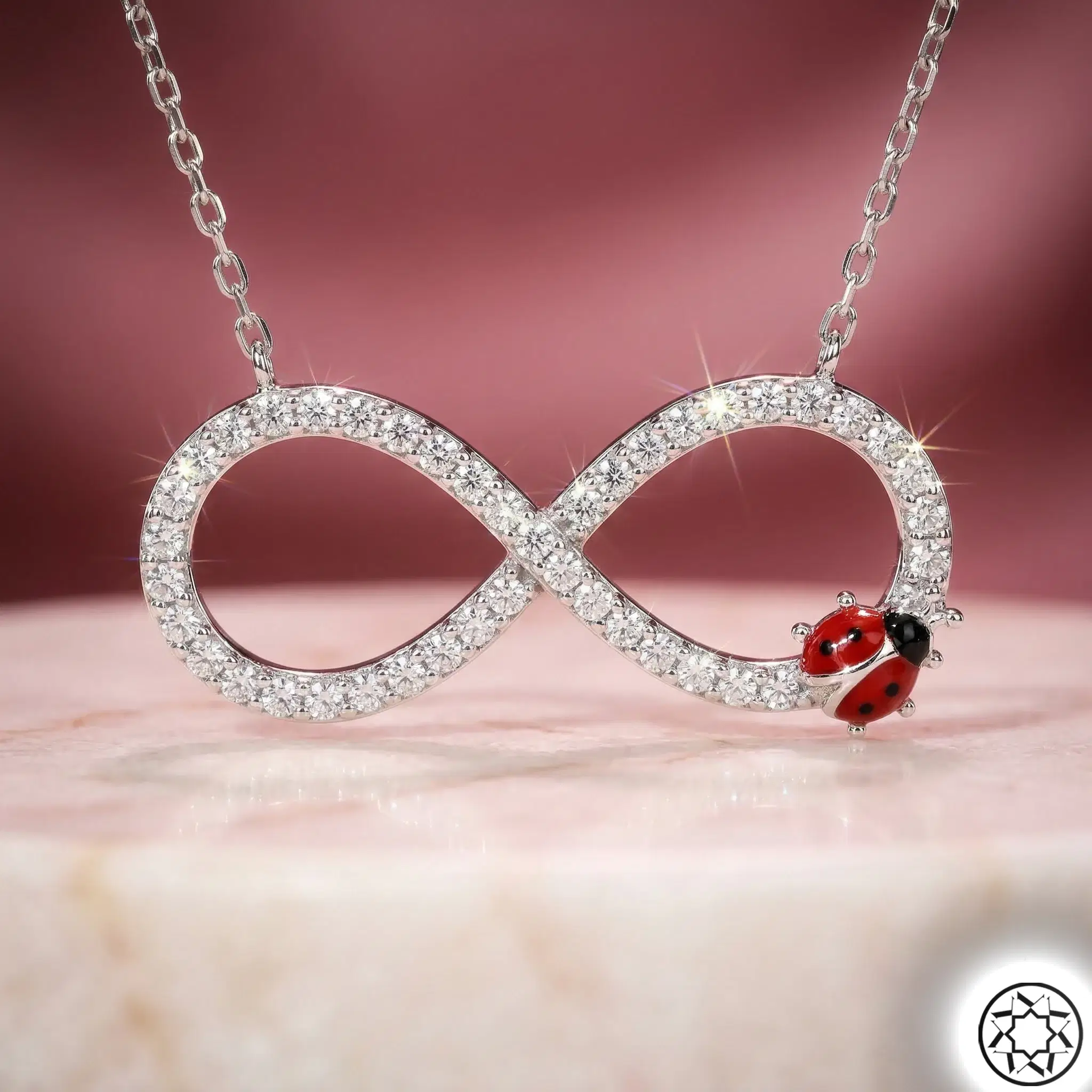 Charm Beetle Infinity Women's Silver Necklace