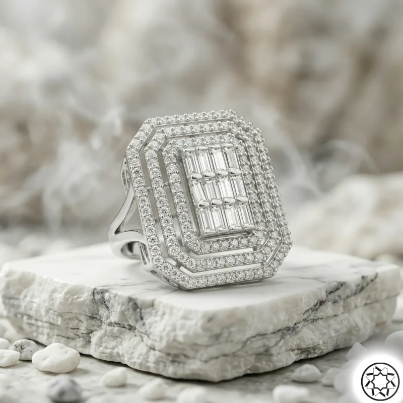 Baget Kesim İhtişamlı Gümüş Kadın Yüzük