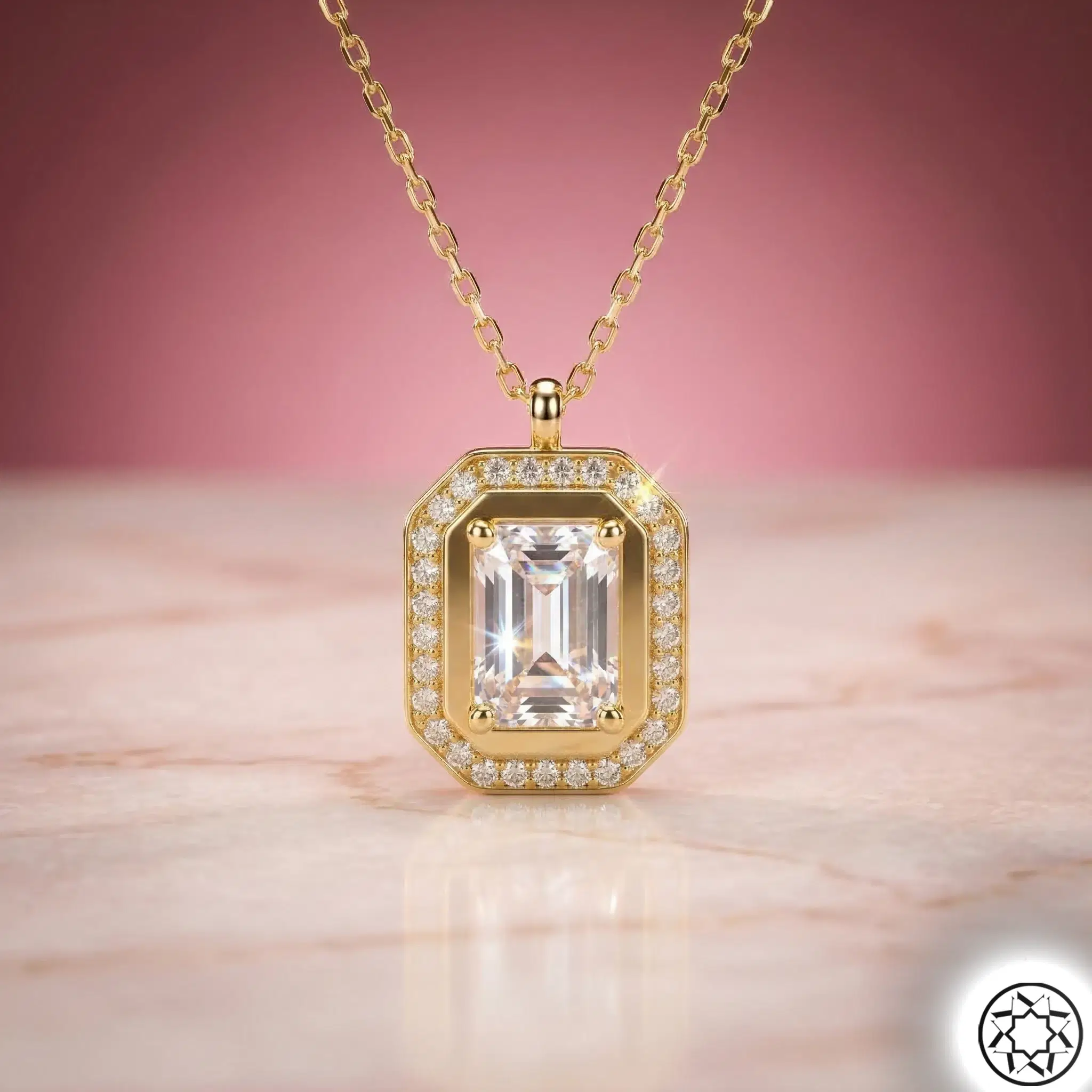 Gold Baguette Women's Silver Necklace
