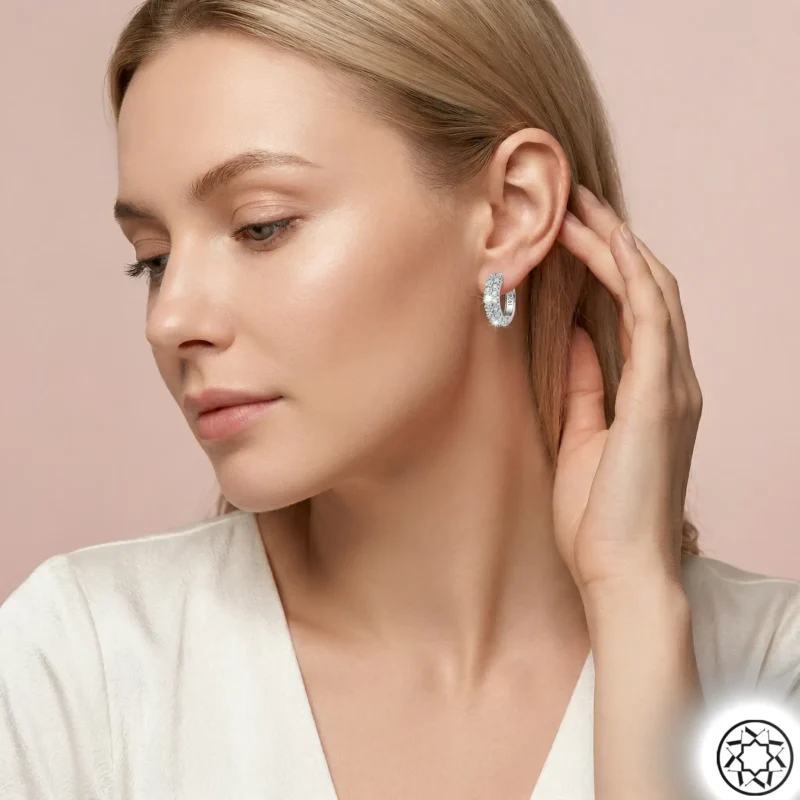 2 Sıra Taşlı Kadın Gümüş Küpe