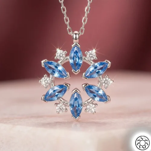 Turkuaz Çiçek Kadın Gümüş Kolye