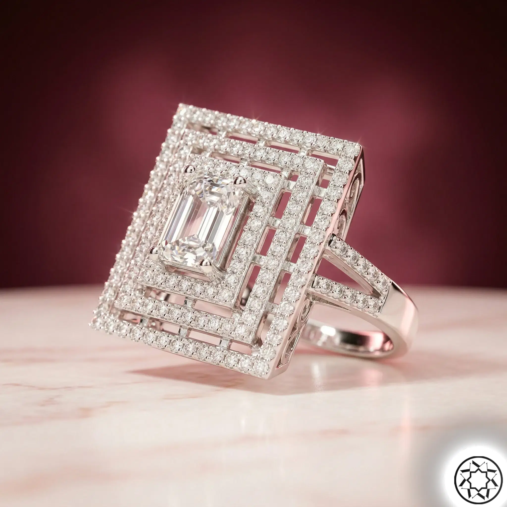 Baguette Stone-set Women's Silver Ring