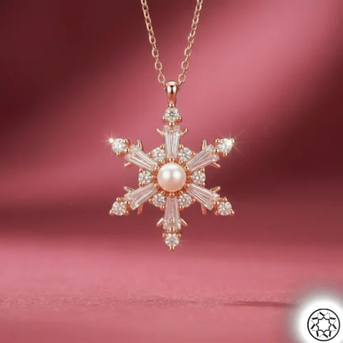 İncili Kar Tanesi Kadın Gümüş Kolye