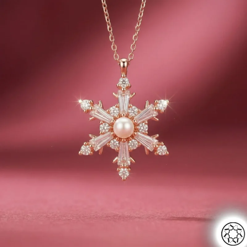 İncili Kar Tanesi Kadın Gümüş Kolye