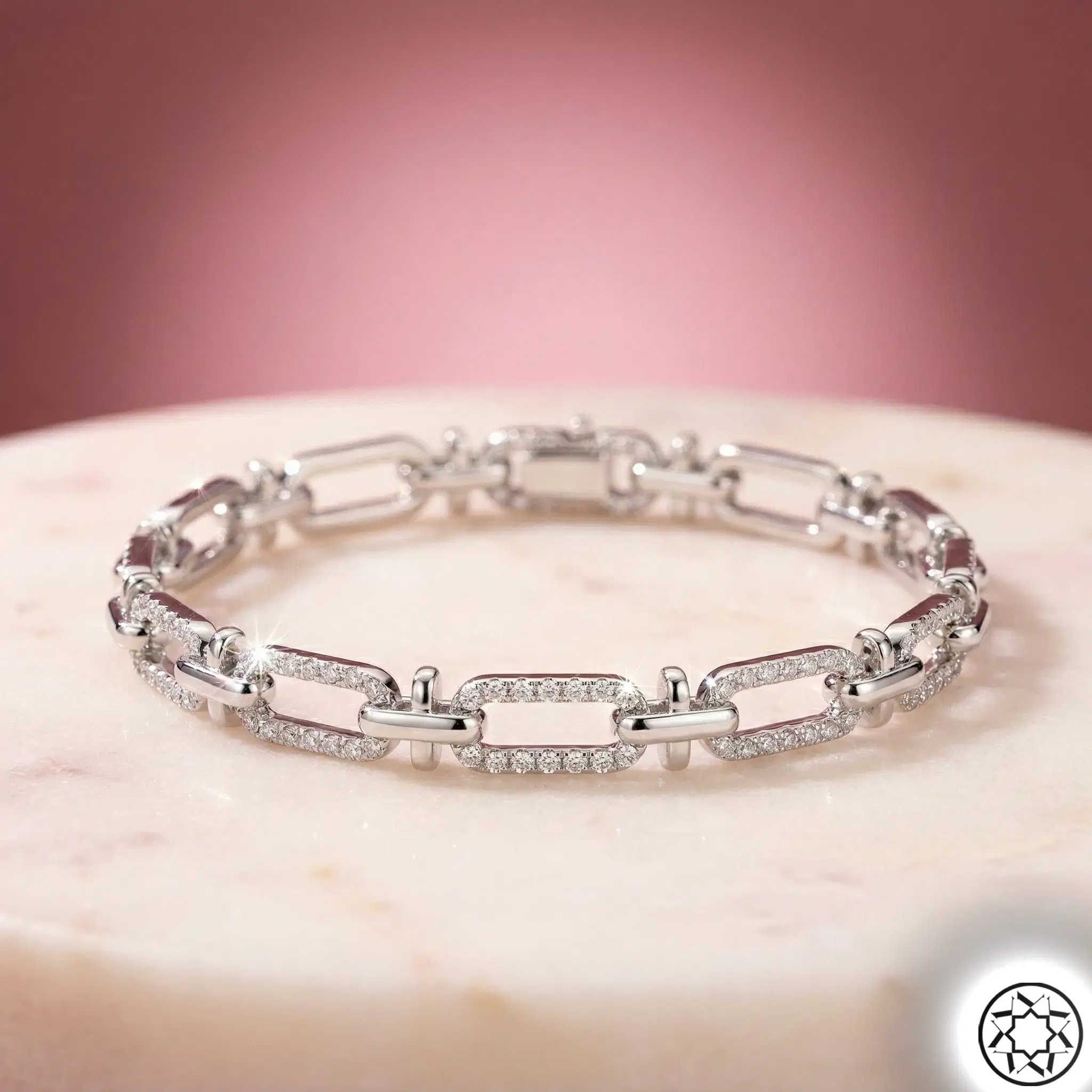 Zircon Stone-set Women's Chain Silver Bracelet