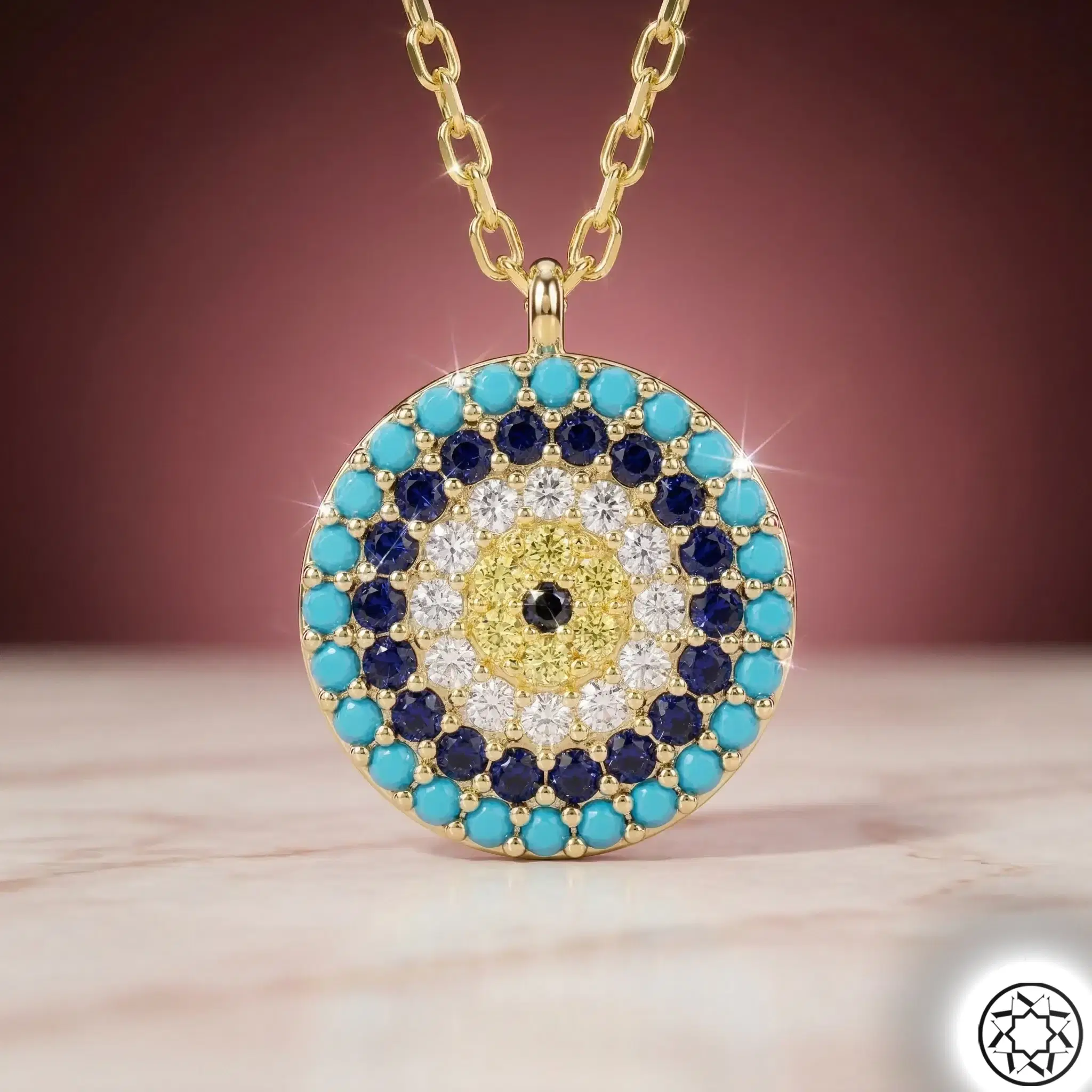 Gold Gilded Evil Eye Bead Silver Necklace