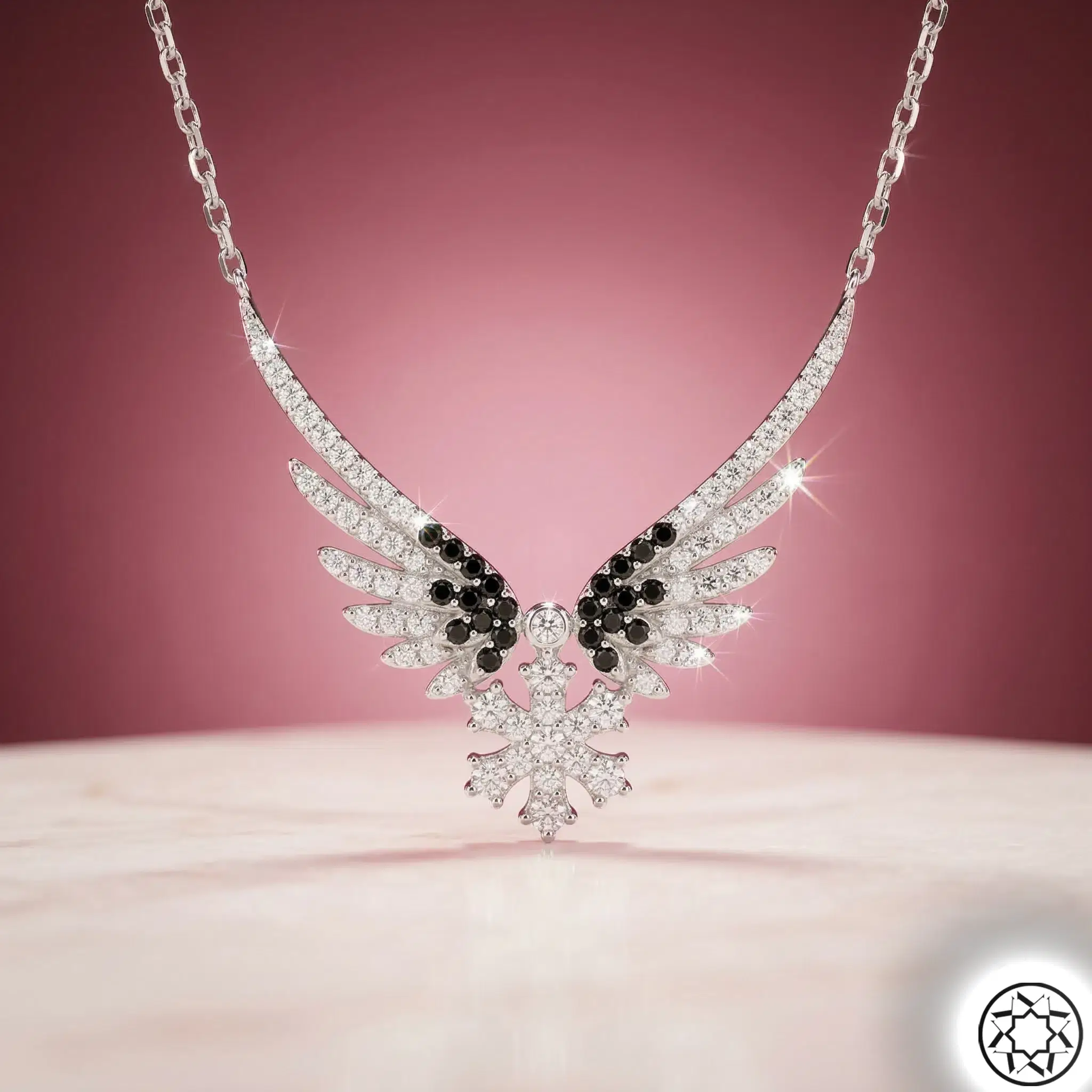 Snow Flake & Melek Wing Women's Silver Necklace
