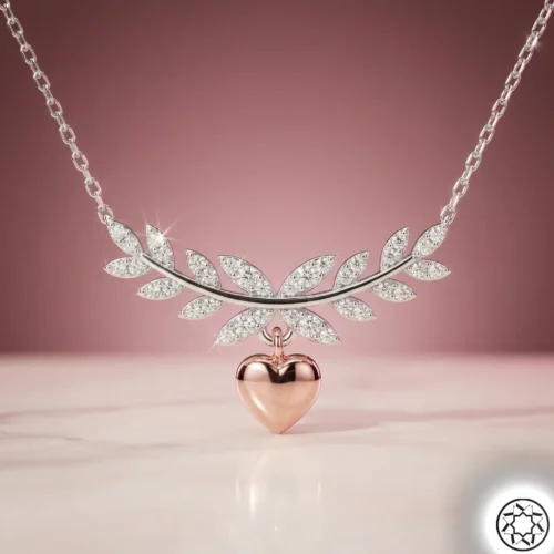 Sarmaşık ve Sallanan Kalp Detaylı Gümüş Kolye