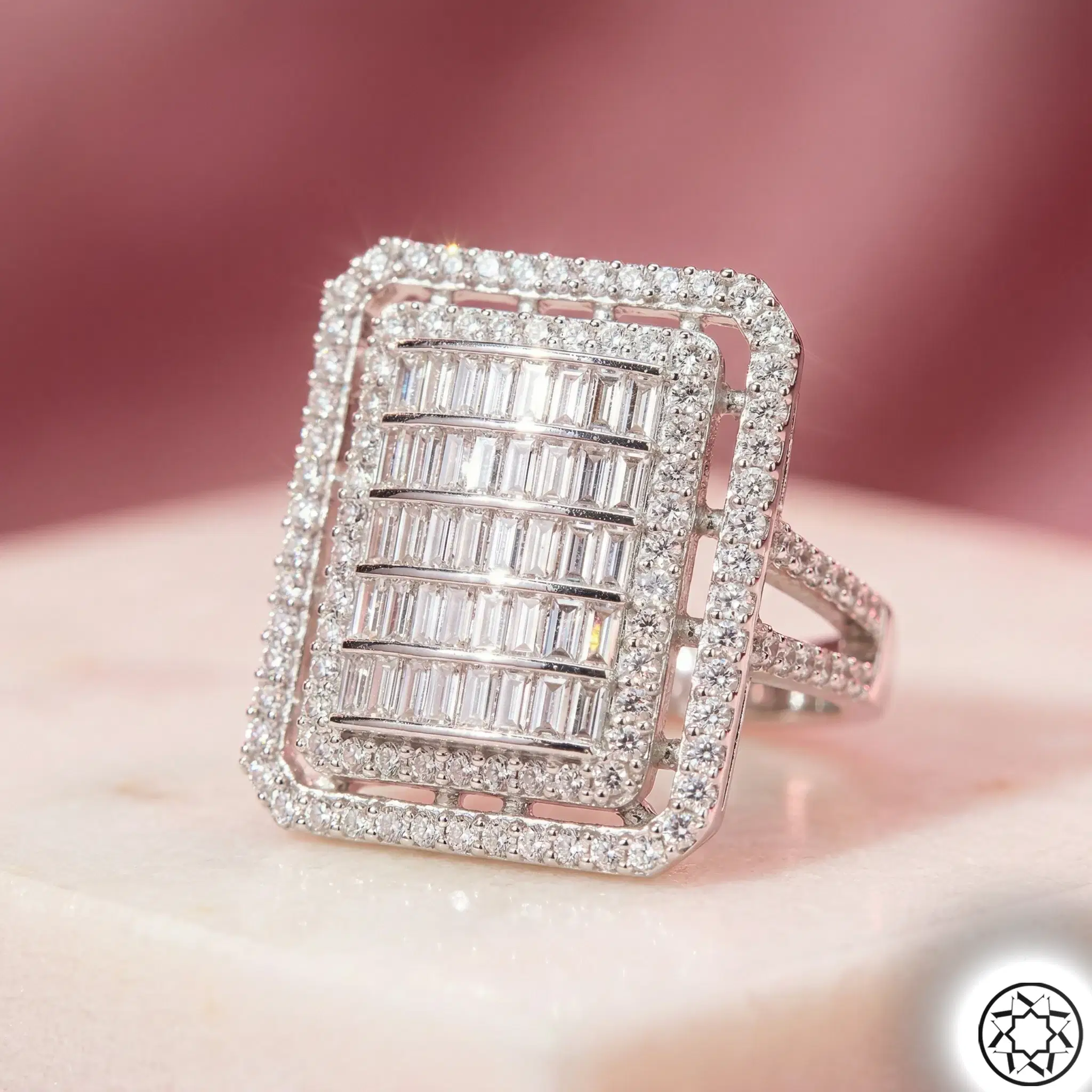 Baguette Stone-set Silver Women's Ring