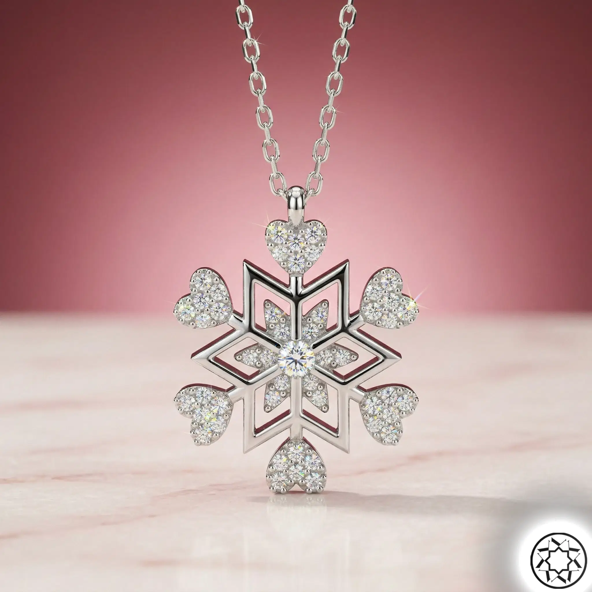 Heart & Snow Flake Women's Silver Necklace