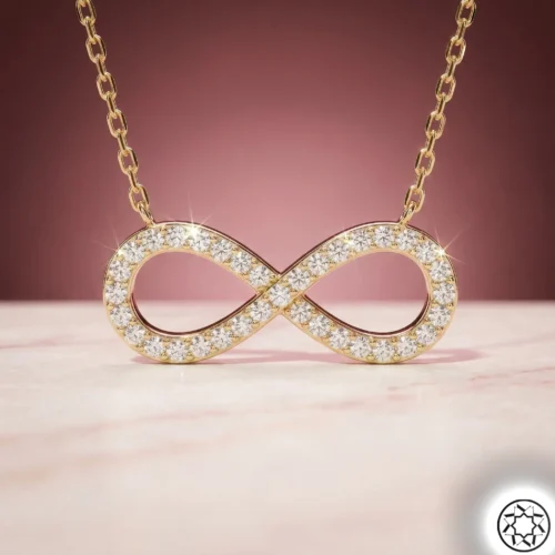 Altın Yaldızlı Sonsuzluk Gümüş Kadın Kolye