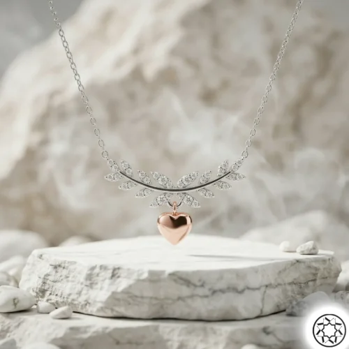 Sarmaşık ve Sallanan Kalp Detaylı Gümüş Kolye