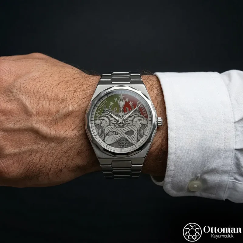 Cesur Aslan Gümüş Kadranlı Erkek Kol Saati