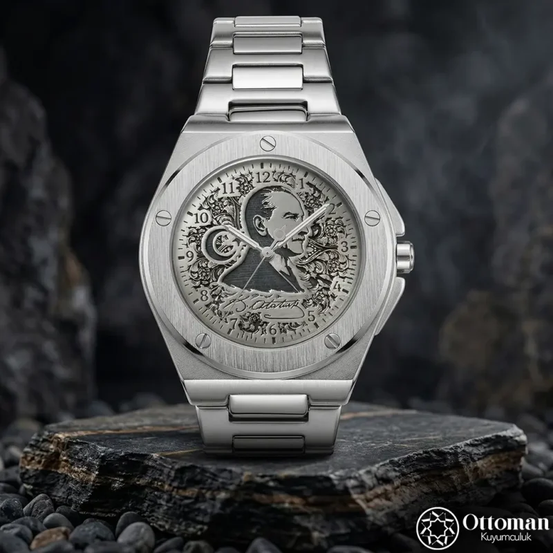 Atatürk Tasarım Gümüş Kadranlı Kol Saati
